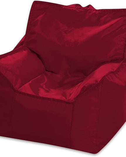 Posh Creations Structured Comfy Bean Bag Chair for Gaming, Reading, and Watching TV, Newport Chair, Microsuede - Red - LeafyLoom