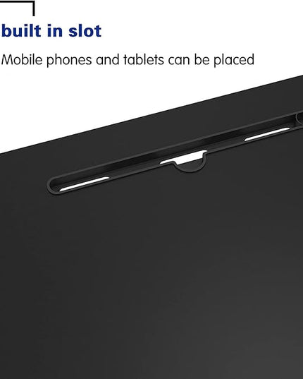 SogesHome 23.6'' Portable Computer Desk - Adjustable Standing Desk with Tablet Slot, Laptop Cart, and Mobile Bed Table, Black - LeafyLoom
