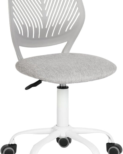 FurnitureR Writing Task Chair for Teens Boys Girls 360 Rolling Wheels Fabric Soft Pad Seat Breathable Backrest, Height Adjustable Liftup 29.5"-34.3", Morandi Grey - LeafyLoom