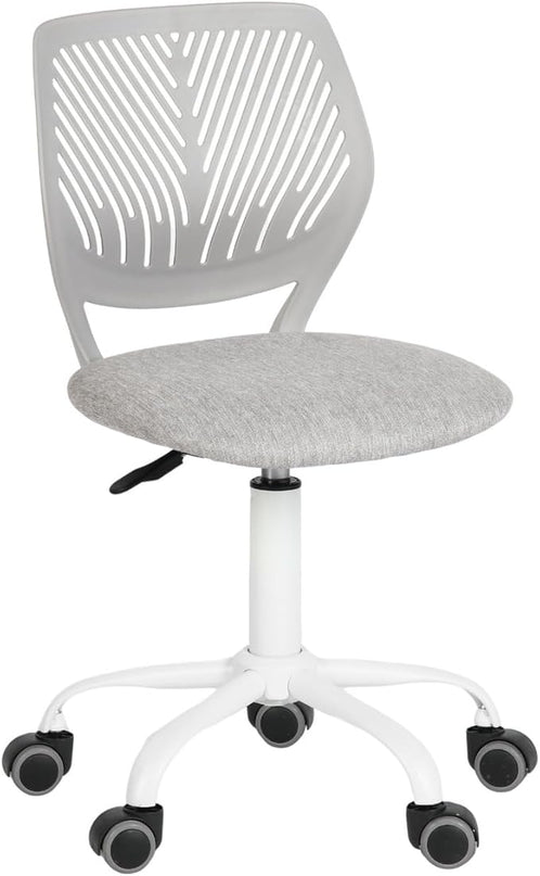 FurnitureR Writing Task Chair for Teens Boys Girls 360 Rolling Wheels Fabric Soft Pad Seat Breathable Backrest, Height Adjustable Liftup 29.5"-34.3", Morandi Grey - LeafyLoom