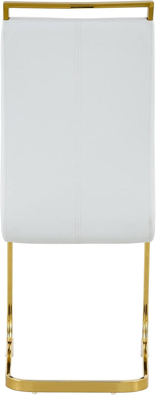 Modern Dining Chairs Set of 2, Side Dining Room Chairs with Golden Legs, Kitchen Chairs with Faux Leather Padded Seat High Back, Chairs for Dining Room,Kitchen, Living Room White - LeafyLoom