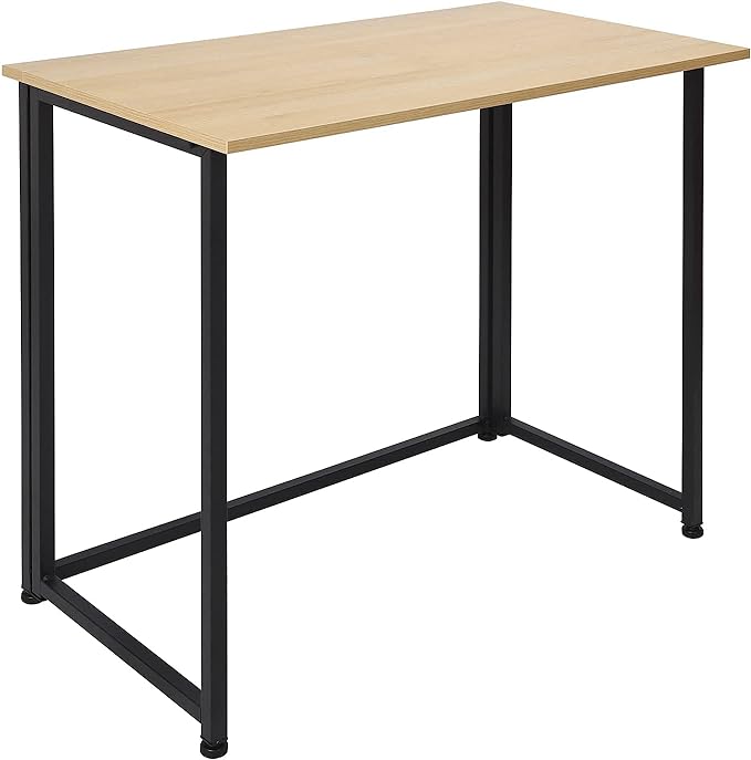 Leopard Outdoor Products Folding Computer Desk for Small Spaces, Space-Saving Home Office Desk, Foldable Computer Table, Laptop Table, Writing Desk, Compact Study Reading Table (Black/Nordic Walnut) - LeafyLoom