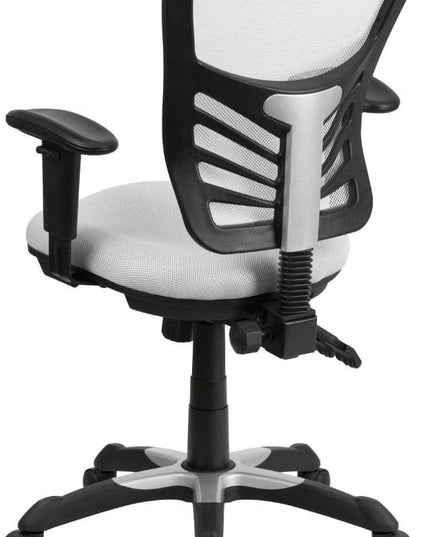 Flash Furniture Nicholas Mid-Back Swivel Office and Gaming Chair, Ergonomic Mesh Office Chair with Adjustable Lumbar Support and Height, White - LeafyLoom