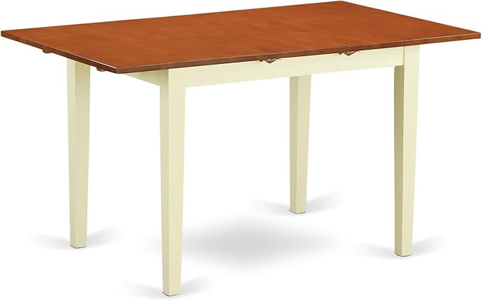 East West Furniture NOAV3-WHI-W 3 Piece Kitchen Table Set for Small Spaces Contains a Rectangle Dining Room Table with Butterfly Leaf and 2 Solid Wood Seat Chairs, 32x54 Inch, Buttermilk & Cherry - LeafyLoom