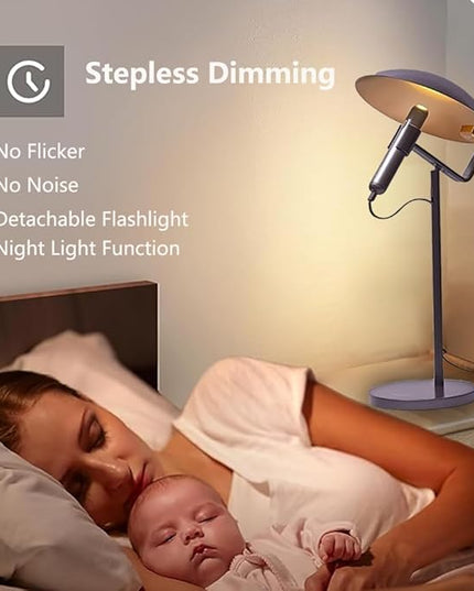 Rechargeable USB Flashlight Desk Lamp，Bedside Lamps,Desk Lamps，LED Office Lamp,Detachable USB Night Light，Multifunction Desktop LED Table Lamp,Desk Lamp for Living Room, Bedroom (Black) - LeafyLoom