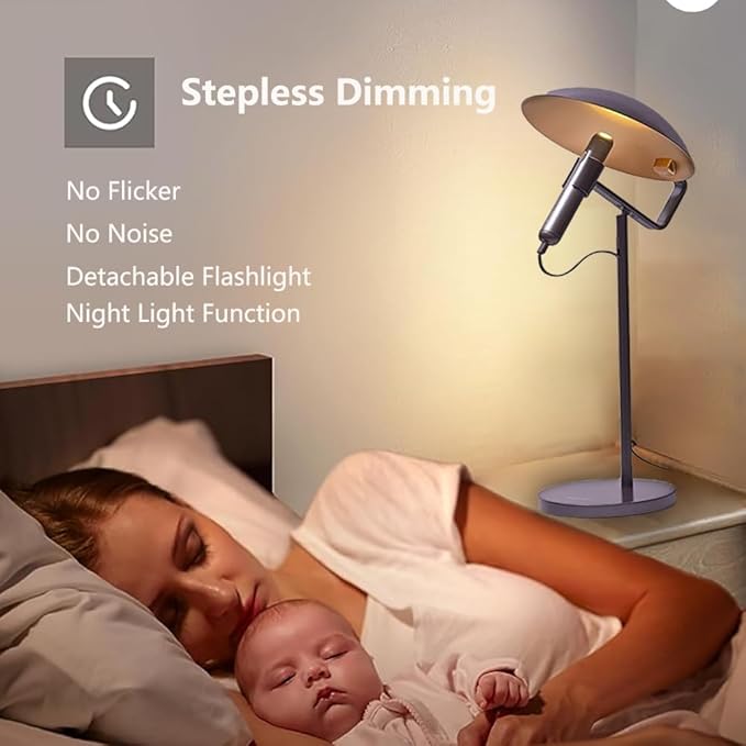 Rechargeable USB Flashlight Desk Lamp,Bedside Lamps,Desk Lamps,LED Office Lamp,Detachable USB Night Light,Multifunction Desktop LED Table Lamp,Desk Lamp for Living Room, Bedroom (Black) - LeafyLoom