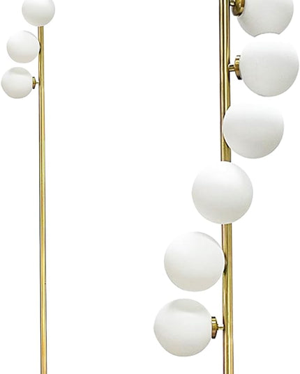 6 Globe Floor Lamp, Using Medieval Modern Floor Lamps, Including Frosted Glass lampshades and Modern Gold Floor Lamps with Light Bulbs, Living Room, Bedroom, and Office Decorations - LeafyLoom