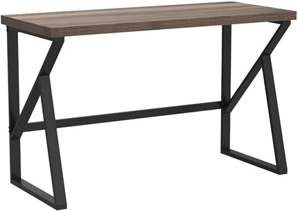 HSH Minimalist PC Desk, Industrial Home Office Desk, Sturdy Wood and Metal Desk, Rustic Vintage Oak 55 Inch Work Study Writing Desks Computer Table for Living Room Bedroom - LeafyLoom