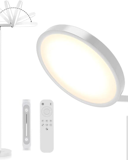 JOOFO Sky LED Floor Lamp,Folding Modern Torchiere Floor Lamp,Bright Dimmable Led Floor Lamp with Remote &Touch Control,5 Color Temperatures,Tall Standing Lamp for Living Room,Office, Bedroom(White) - LeafyLoom