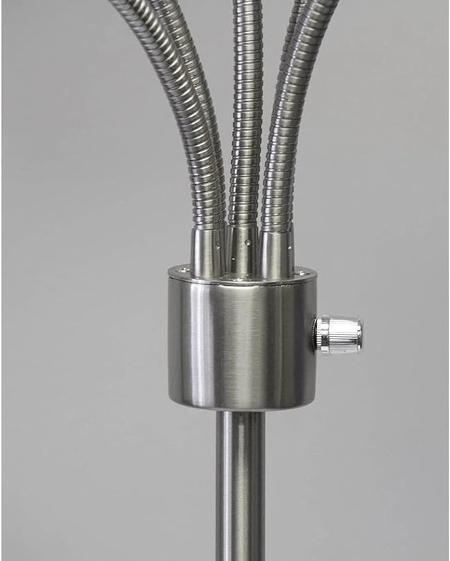 Adesso 7205-22 Multi-White Shade Floor Lamp, Adjustable Gooseneck Arms, Silver - LeafyLoom