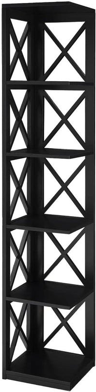 Convenience Concepts Oxford 5 Tier Corner Bookcase, Black - LeafyLoom