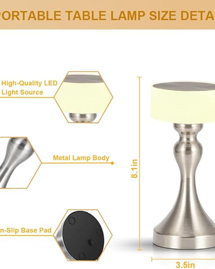 Portable LED Desk Lamp - 3-Color Touch Control,3-Levels Brightness,Rechargeable Battery,Ideal Bedside Lamp for Nightstand,Bedroom, Living Room - LeafyLoom