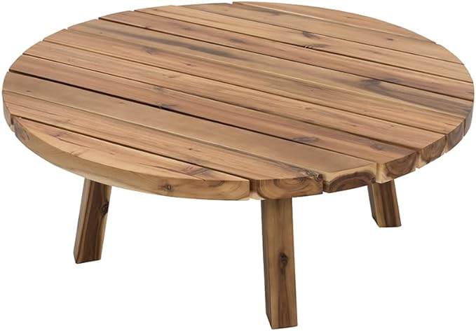 NicBex Coffee Table Wooden Coffee Table with Storage Round Center Tables with Natural Legs Dining Table for Living Room, Dining Room, Office, and Bedroom,35.6" W, Natural Wood+Brown - LeafyLoom