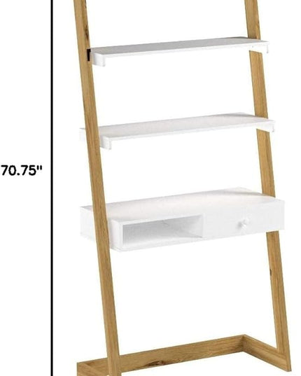 American Trails Freestanding Ladder Desk With Drawer, Natural Maple/White - LeafyLoom