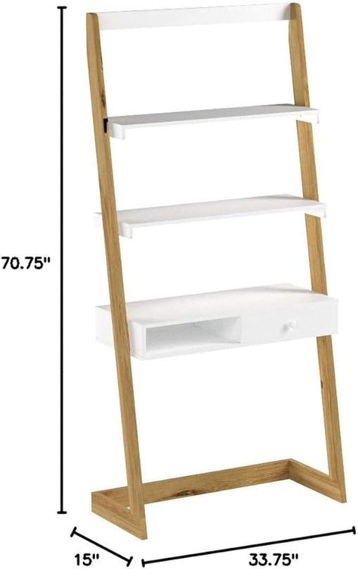 American Trails Freestanding Ladder Desk With Drawer, Natural Maple/White - LeafyLoom