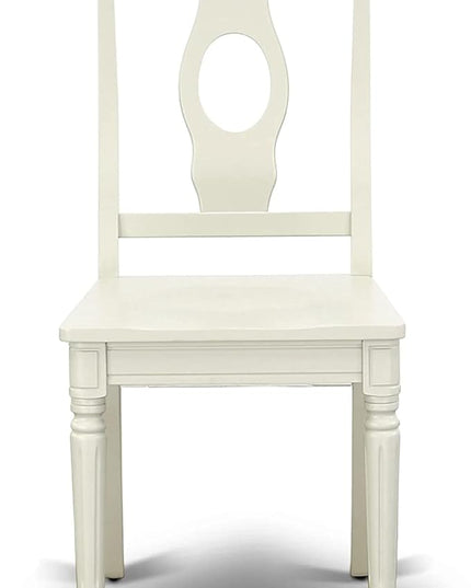 East West Furniture KEC-LWH-W Kenley Dinette Chairs - Napoleon Back Solid Wood Seat Kitchen Chairs, Set of 2, Linen White - LeafyLoom