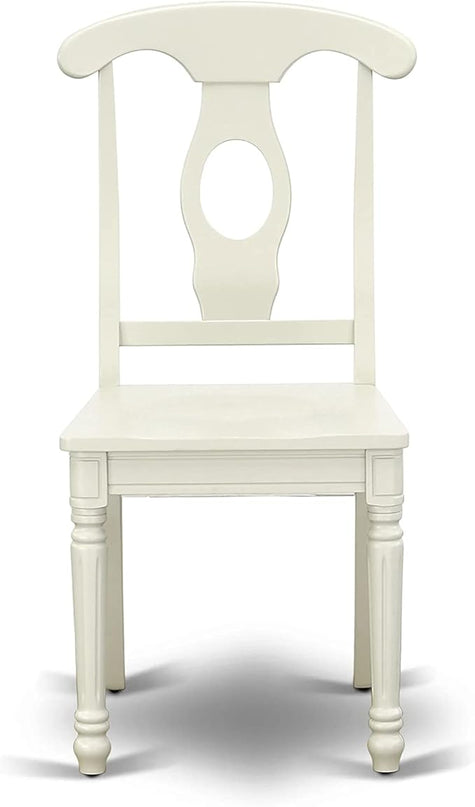 East West Furniture KEC-LWH-W Kenley Dinette Chairs - Napoleon Back Solid Wood Seat Kitchen Chairs, Set of 2, Linen White - LeafyLoom