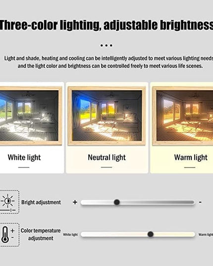 Adjustable Lighting Painting Decoration, 3-Color LED Acrylic Light Painting Decoration, Experience Light and Shadow The Art of Photo Frame Create a Magical Atmosphere for Wall Art Home Decor (A) - LeafyLoom