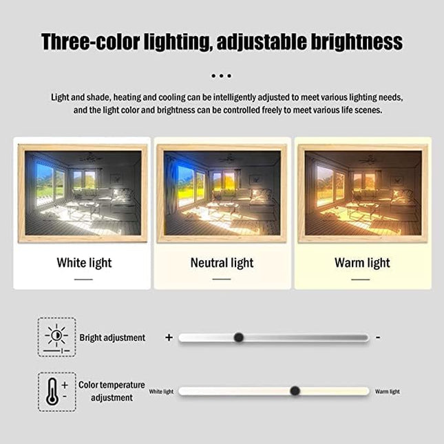 Adjustable Lighting Painting Decoration, 3-Color LED Acrylic Light Painting Decoration, Experience Light and Shadow The Art of Photo Frame Create a Magical Atmosphere for Wall Art Home Decor (A) - LeafyLoom