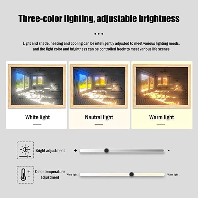 Adjustable Lighting Painting Decoration, 3-Color LED Acrylic Light Painting Decoration, Experience Light and Shadow The Art of Photo Frame Create a Magical Atmosphere for Wall Art Home Decor (A) - LeafyLoom