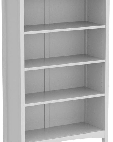 Camaflexi Shaker Style 4 Shelf Bookcase / Solid Wood / 48 inch High / Adjustable Shelving / Closed Back / Display Bookshelf for Living Room, Bedroom, Home and Office, White - LeafyLoom