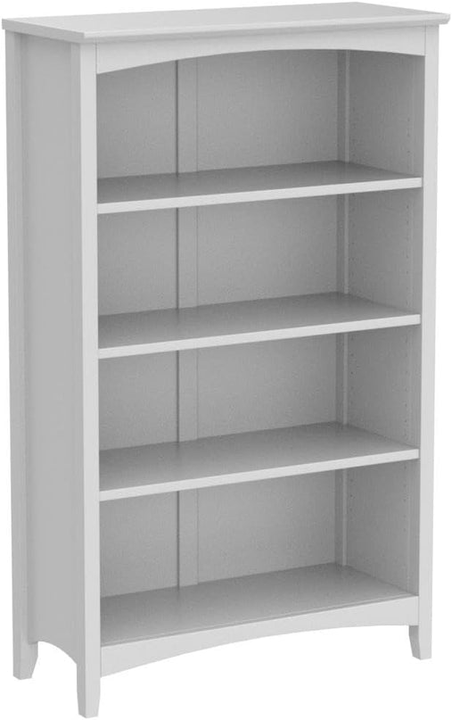 Camaflexi Shaker Style 4 Shelf Bookcase / Solid Wood / 48 inch High / Adjustable Shelving / Closed Back / Display Bookshelf for Living Room, Bedroom, Home and Office, White - LeafyLoom