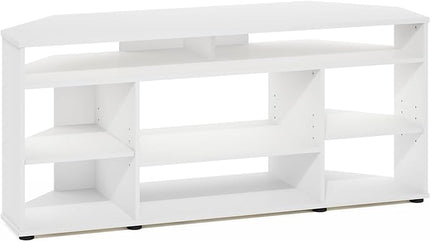Furinno Jensen Entertainment Center, 55 Inch TV Size, White - LeafyLoom