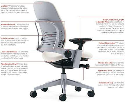 Steelcase Leap Office Chair, Black Frame and Cogent Connect Nickel Fabric - LeafyLoom