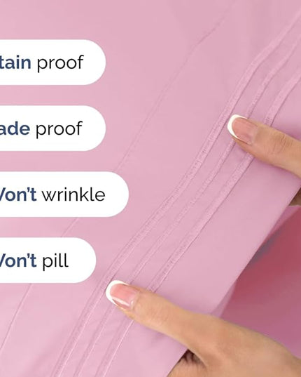 Twin Size 3 Piece Sheet Set - Comfy Breathable & Cooling Sheets - Hotel Luxury Bed Sheets for Women & Men - Deep Pockets, Easy-Fit, Soft & Wrinkle Free Sheets - Light Pink Oeko-Tex Bed Sheet Set - LeafyLoom