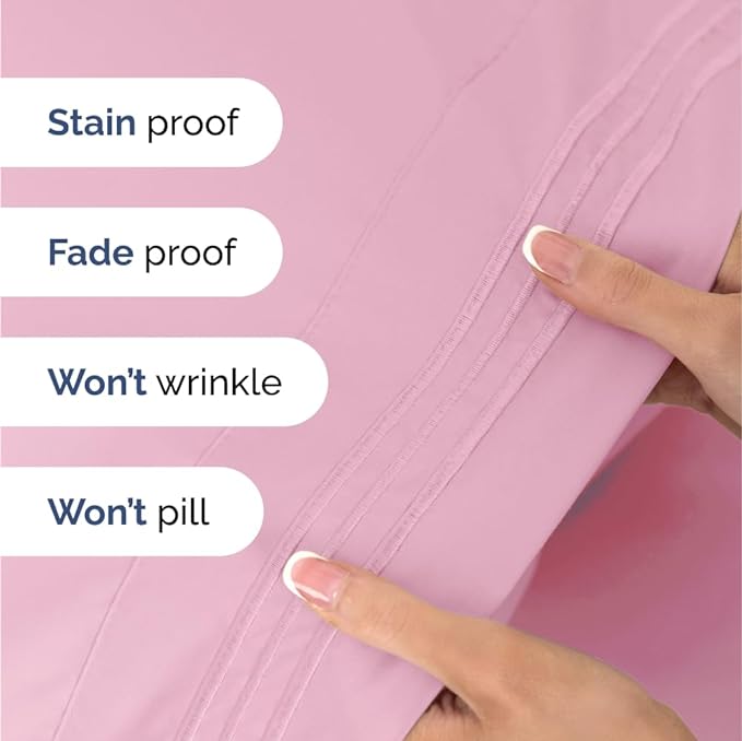 Full Size 4 Piece Sheet Set - Comfy Breathable & Cooling Sheets - Hotel Luxury Bed Sheets for Women & Men - Deep Pockets, Easy-Fit, Soft & Wrinkle Free Sheets - Light Pink Oeko-Tex Bed Sheet Set - LeafyLoom