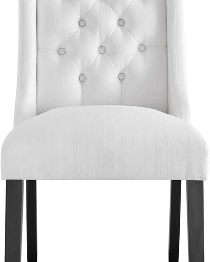 Modway Baronet Button Tufted Fabric, One Dining Chair, White - LeafyLoom