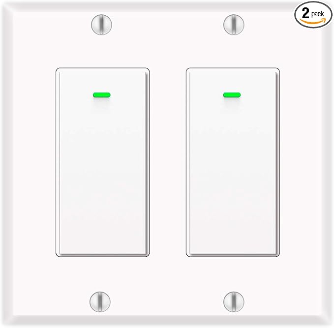 Alexa Light Switch, Double Smart WiFi Light Switches, Smart Switch 2 Gang Compatible with Alexa and Google Home, Neutral Wire Needed, with Remote Control, Timing Schedule, No hub Required (2Pack) bekca