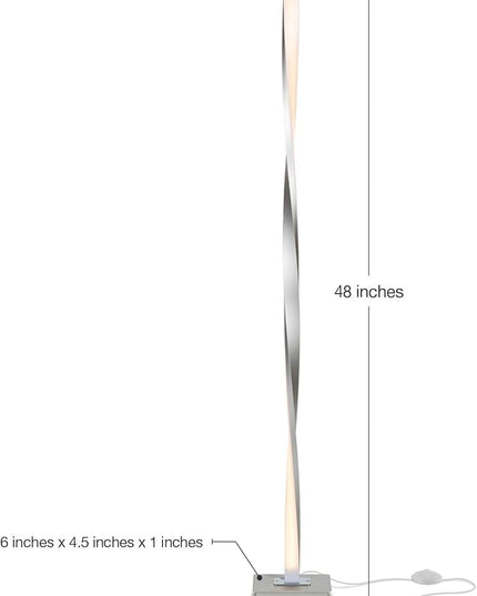 Brightech Helix LED Bright Floor Lamp for Living Rooms & Bedrooms, 48" Tall Pole Lamp, Dimmable Standing Lamp - Platinum Silver - LeafyLoom