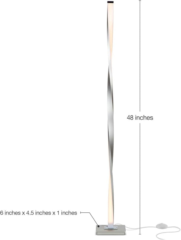Brightech Helix LED Bright Floor Lamp for Living Rooms & Bedrooms, 48" Tall Pole Lamp, Dimmable Standing Lamp - Platinum Silver - LeafyLoom