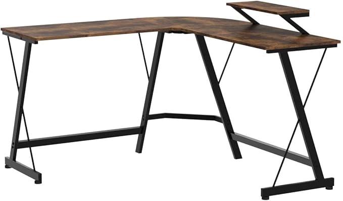 FDW Computer Desk, 51 Inchs L Shaped Desk with Large Monitor Stand Home Office Gaming Corner Desk Writing Study Workstation,Space-Saving - LeafyLoom