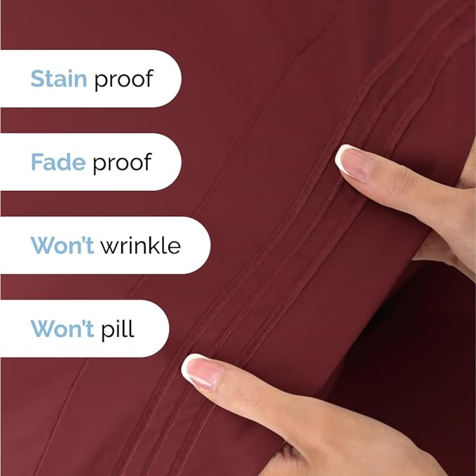 King Size 4 Piece Sheet Set - Comfy Breathable & Cooling Sheets - Hotel Luxury Bed Sheets for Women & Men - Deep Pockets, Easy-Fit, Extra Soft & Wrinkle Free Sheets - Burgundy Oeko-Tex Bed Sheet Set - LeafyLoom