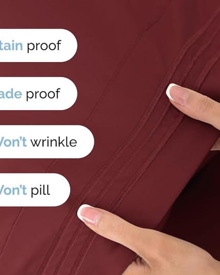 Queen Size 4 Piece Sheet Set - Comfy Breathable & Cooling Sheets - Hotel Luxury Bed Sheets for Women & Men - Deep Pockets, Easy-Fit, Extra Soft & Wrinkle Free Sheets - Burgundy Oeko-Tex Bed Sheet Set - LeafyLoom
