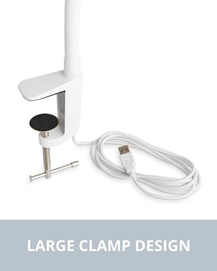 Reliable UberLight Flex 3100TL Task Light – LED Portable Desk Light with Clamp, USB Connection, 26.5” Flexible Gooseneck, 270° Rotational Head, 9 Light Settings, and up to 60,000 Hours of Use (White) - LeafyLoom
