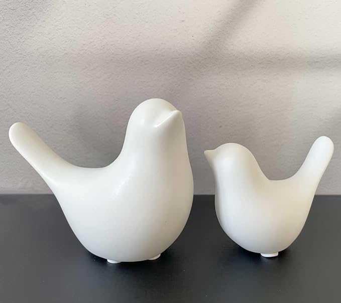 White Bedroom Decor Aesthetic, Ceramic Decor Birds White Decor for Shelves, Small Decor Items for Shelf Decor Accents, Decorative Birds Figurines Decorations for Living Room Table top Decor - LeafyLoom