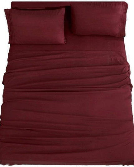 SONORO KATE Bed Sheet Set Super Soft Microfiber 1800 Thread Count Luxury Egyptian Sheets 16-Inch Deep Pocket，Wrinkle-4 Piece (Burgundy, Full) - LeafyLoom