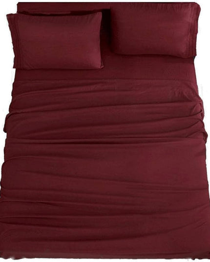 SONORO KATE Bed Sheet Set Super Soft Microfiber 1800 Thread Count Luxury Egyptian Sheets 16-Inch Deep Pocket，Wrinkle -4 Piece (Burgundy, Queen) - LeafyLoom