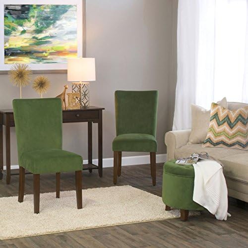 HomePop Parsons Classic Upholstered Accent Dining Chair, Set of 2, Dark Green Velvet - LeafyLoom