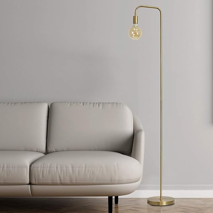 O’Bright Industrial Floor Lamp for Living Room, Metal Lamp, E26 Socket, 70 Inches, Minimalist Design for Decorative Lighting, Stand Lamp for Bedroom, Office, Dorm, Gold - LeafyLoom