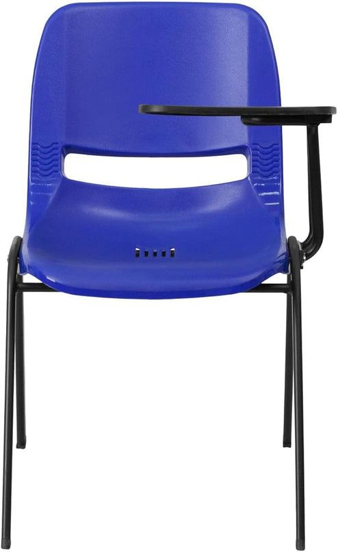 Flash Furniture Blue Ergonomic Shell Chair with Left Handed Flip-Up Tablet Arm - LeafyLoom