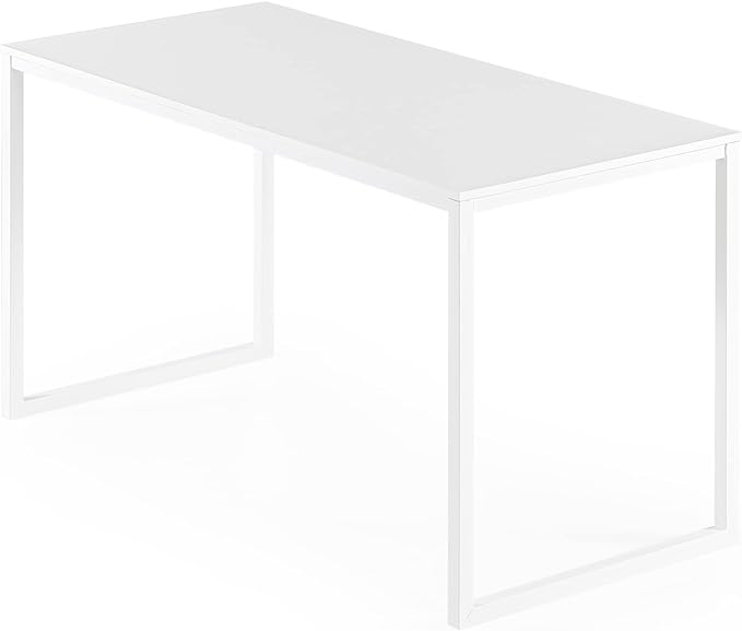 ZINUS Jennifer 55 Inch White Frame Desk / Computer Workstation / Office Desk / Easy Assembly, White - LeafyLoom
