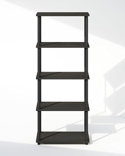 Furinno Turn-N-Tube 5-Tier Multipurpose Compact Display Rack, Shelving Unit, Bookcase, Espresso/Black - LeafyLoom