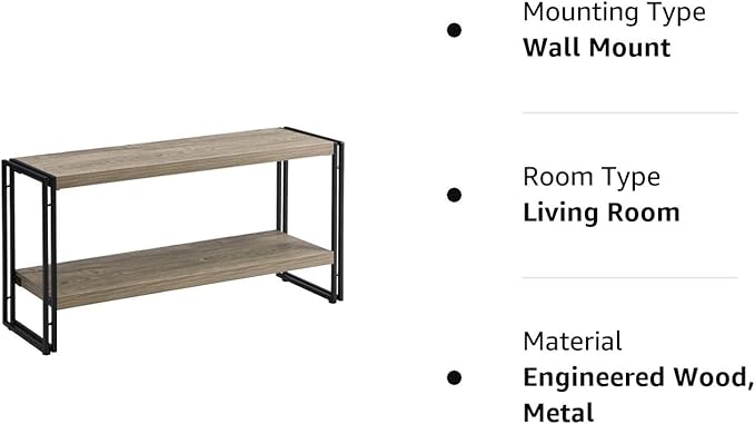 Small Industrial Bookshelf 2 Shelf Bookcases and Book Shelves for Living Room/Bedroom Wood Metal Rustic Oak - LeafyLoom