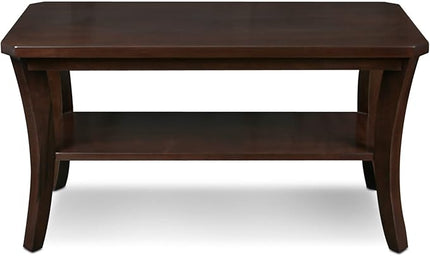 Leick Home 10303 Boa Condo/Apartment Coffee Table with Shelf, Chocolate Oak - LeafyLoom