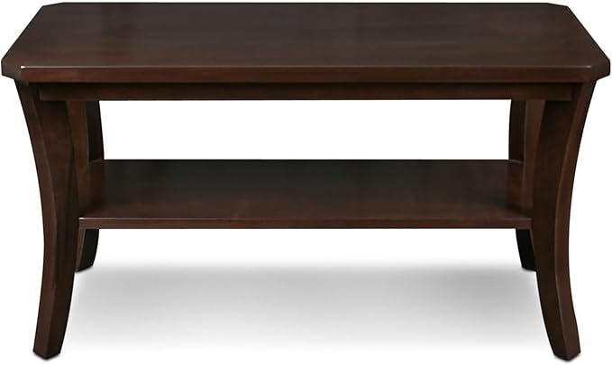 Leick Home 10303 Boa Condo/Apartment Coffee Table with Shelf, Chocolate Oak - LeafyLoom