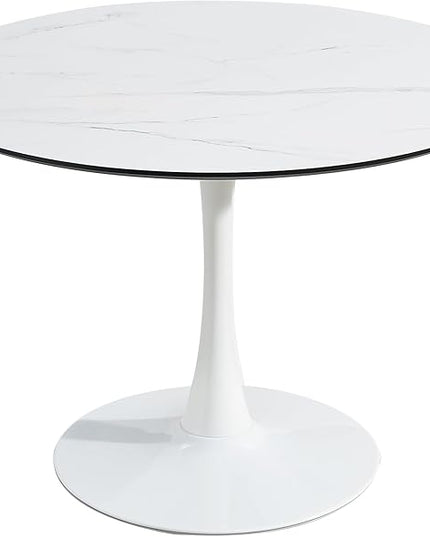 NicBex Dining Table Contemporary Kitchen Table Tulip Dining Table Farmhouse Rustic Mid-Century Round Dining Table for Small Places Round Dining Table, Easy Assembly, White - LeafyLoom